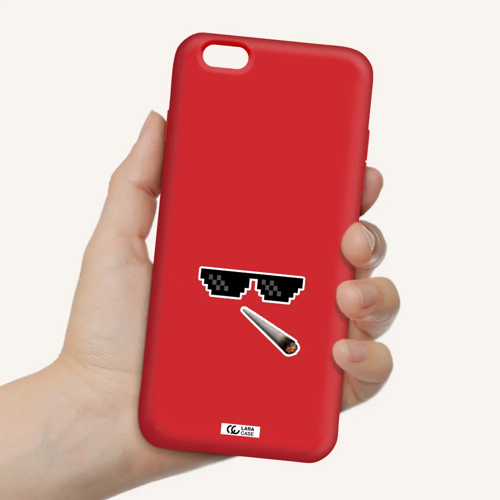 a cigarette and sunglasses Apple iPhone 6 plus Silicone Imperial Red Case