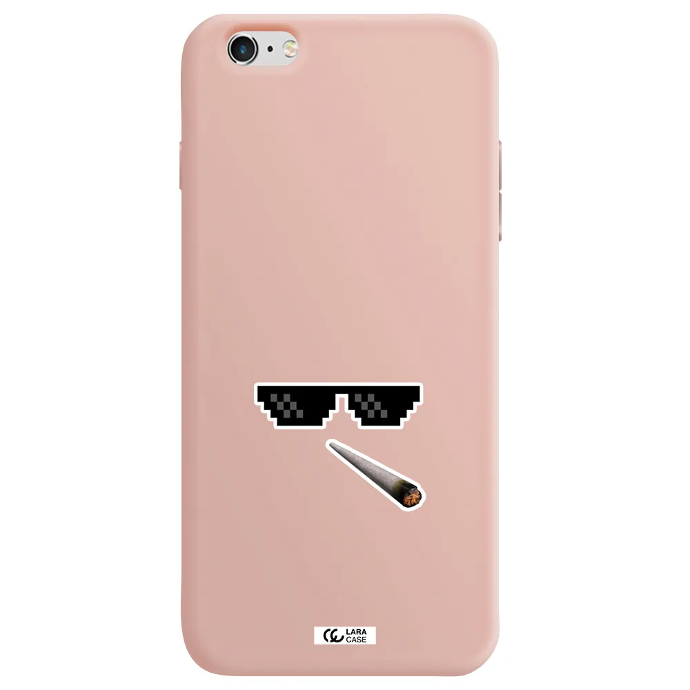 a cigarette and sunglasses Apple iPhone 6 plus Silicone pastel pink Case