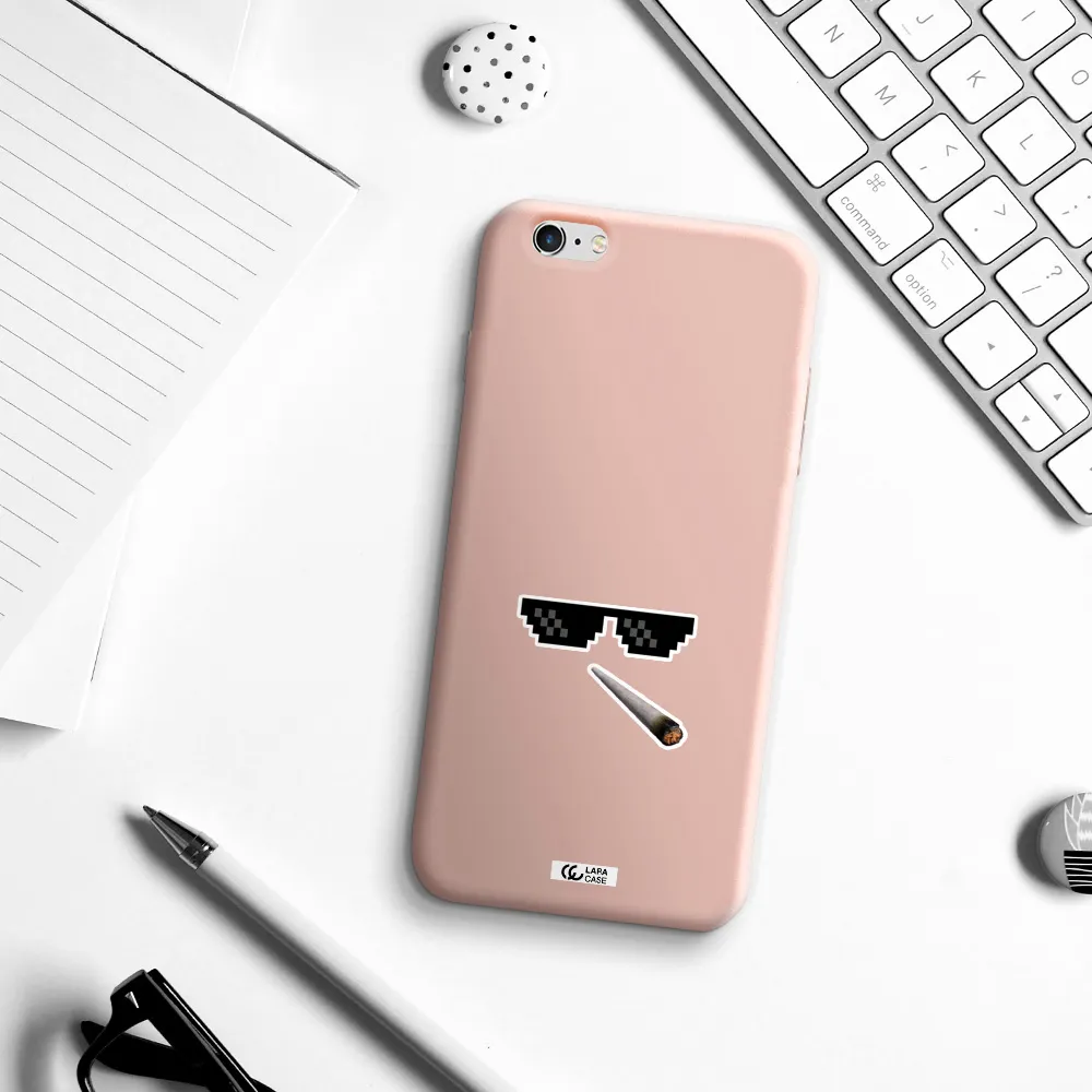 a cigarette and sunglasses Apple iPhone 6 plus Silicone pastel pink Case