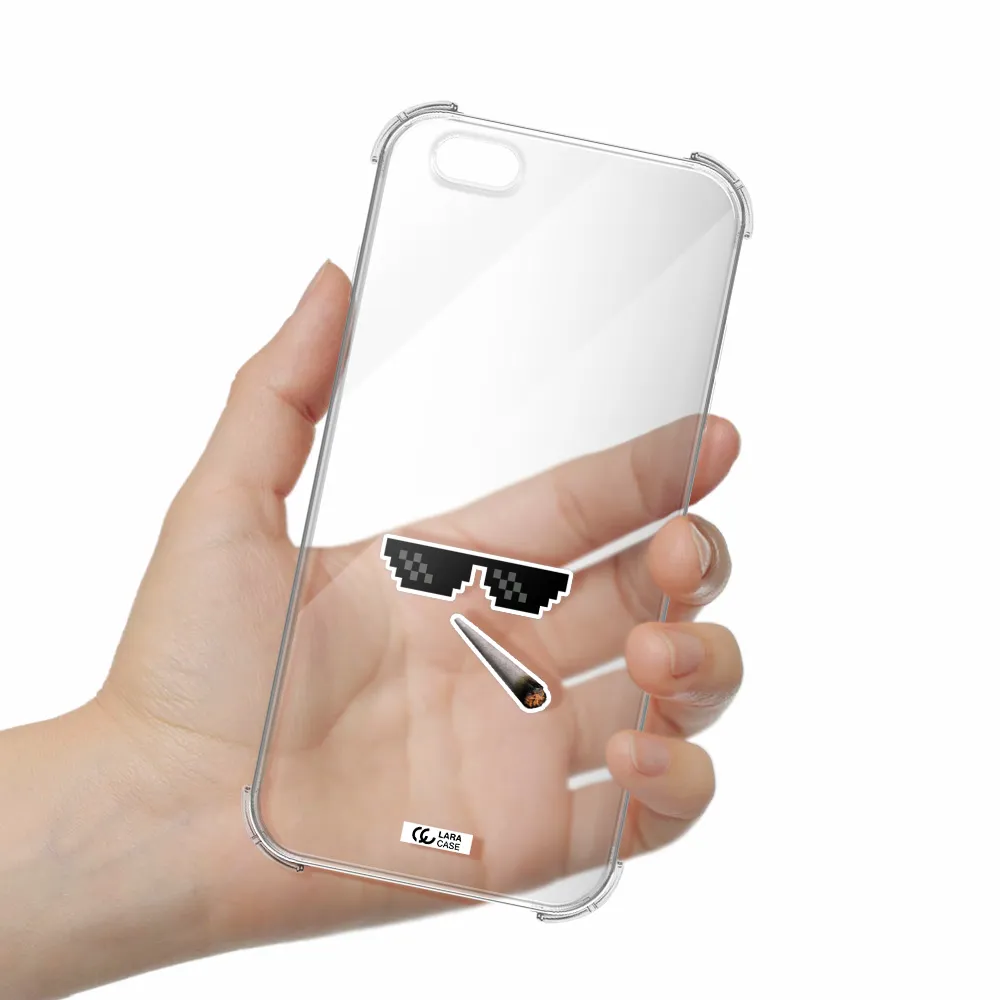 a cigarette and sunglasses Apple iPhone 6 s plus Clear PC Case