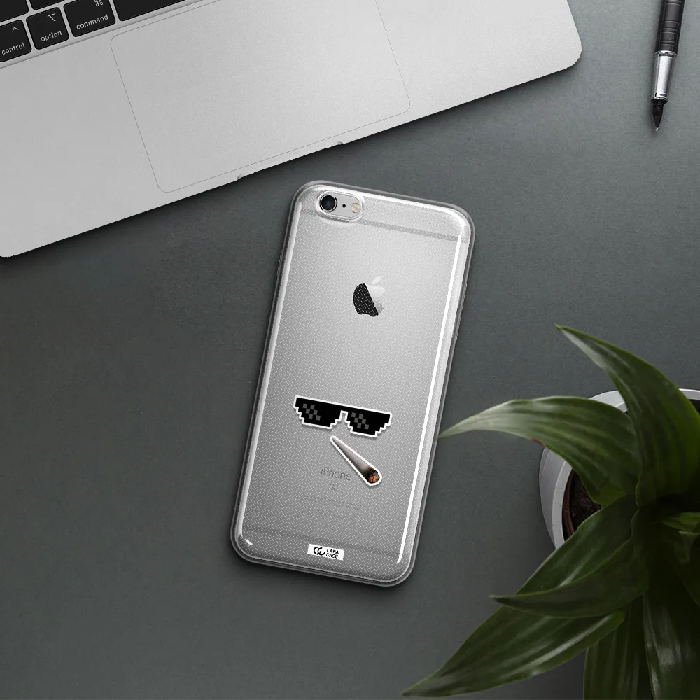 a cigarette and sunglasses Apple iPhone 6 s plus Clear TPU Case