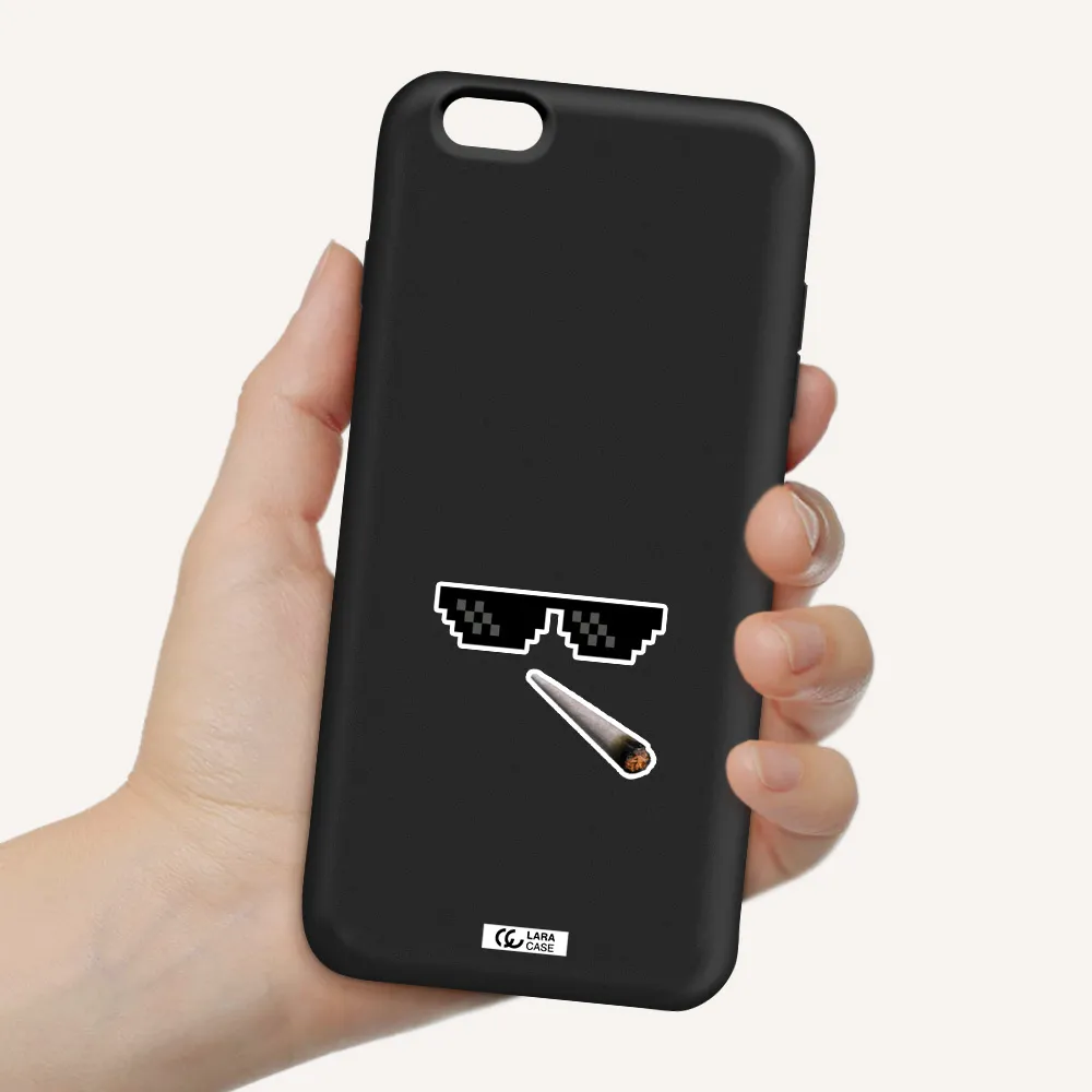 a cigarette and sunglasses Apple iPhone 6 s plus Silicone black Case