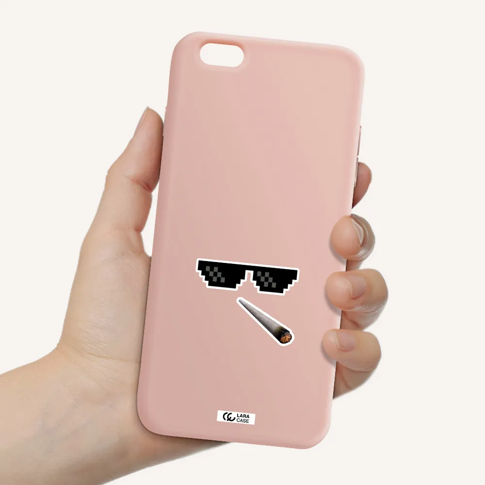a cigarette and sunglasses Apple iPhone 6 s plus Silicone pastel pink Case