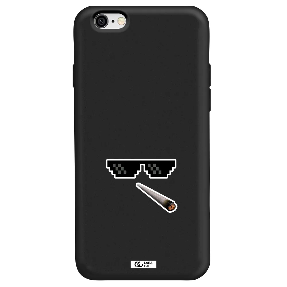 a cigarette and sunglasses Apple iPhone 6 Silicone black Case