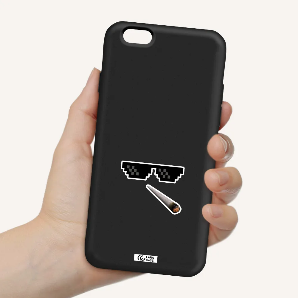 a cigarette and sunglasses Apple iPhone 6 Silicone black Case
