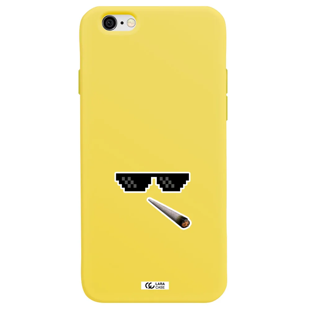 a cigarette and sunglasses Apple iPhone 6 Silicone canary yellow Case