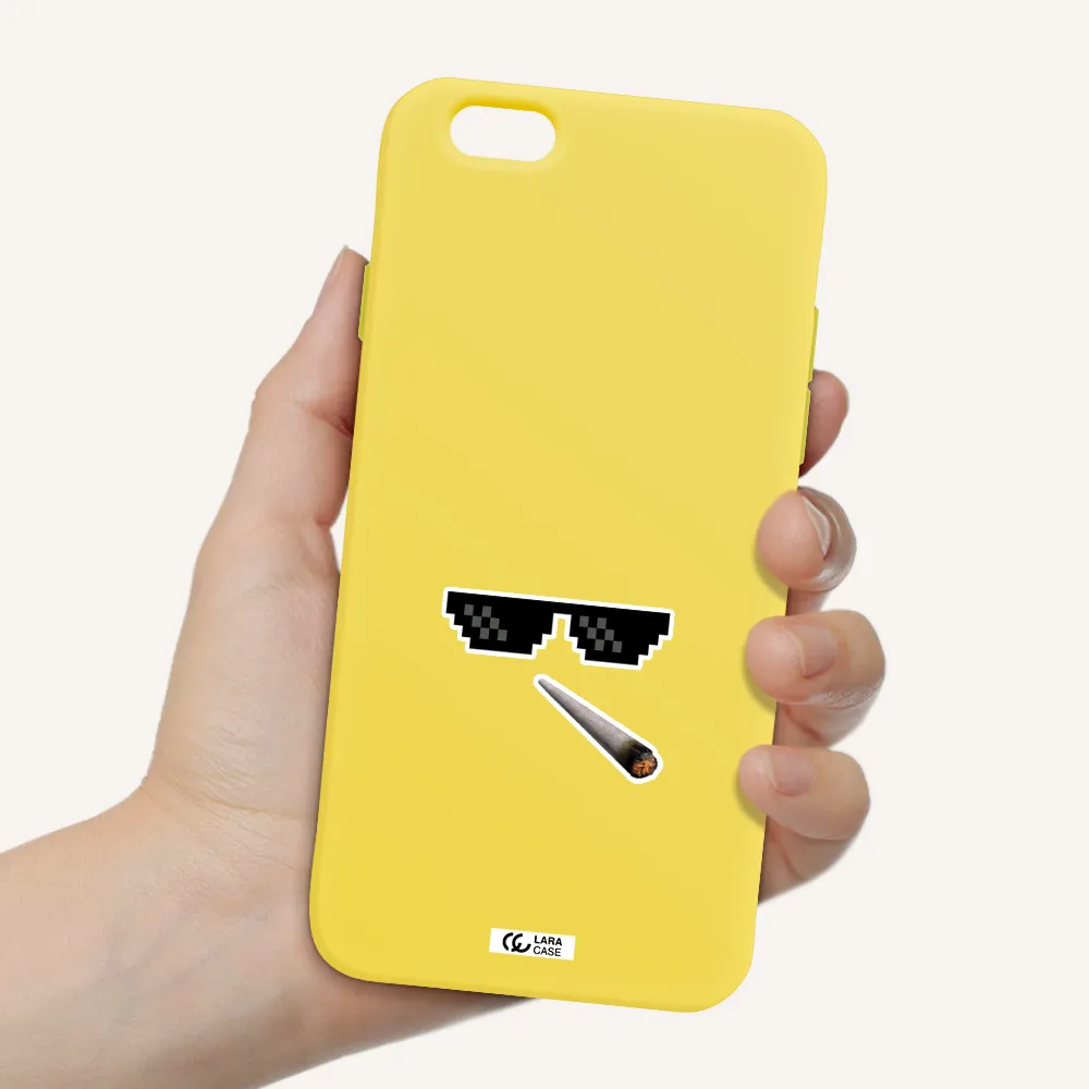 a cigarette and sunglasses Apple iPhone 6 Silicone canary yellow Case