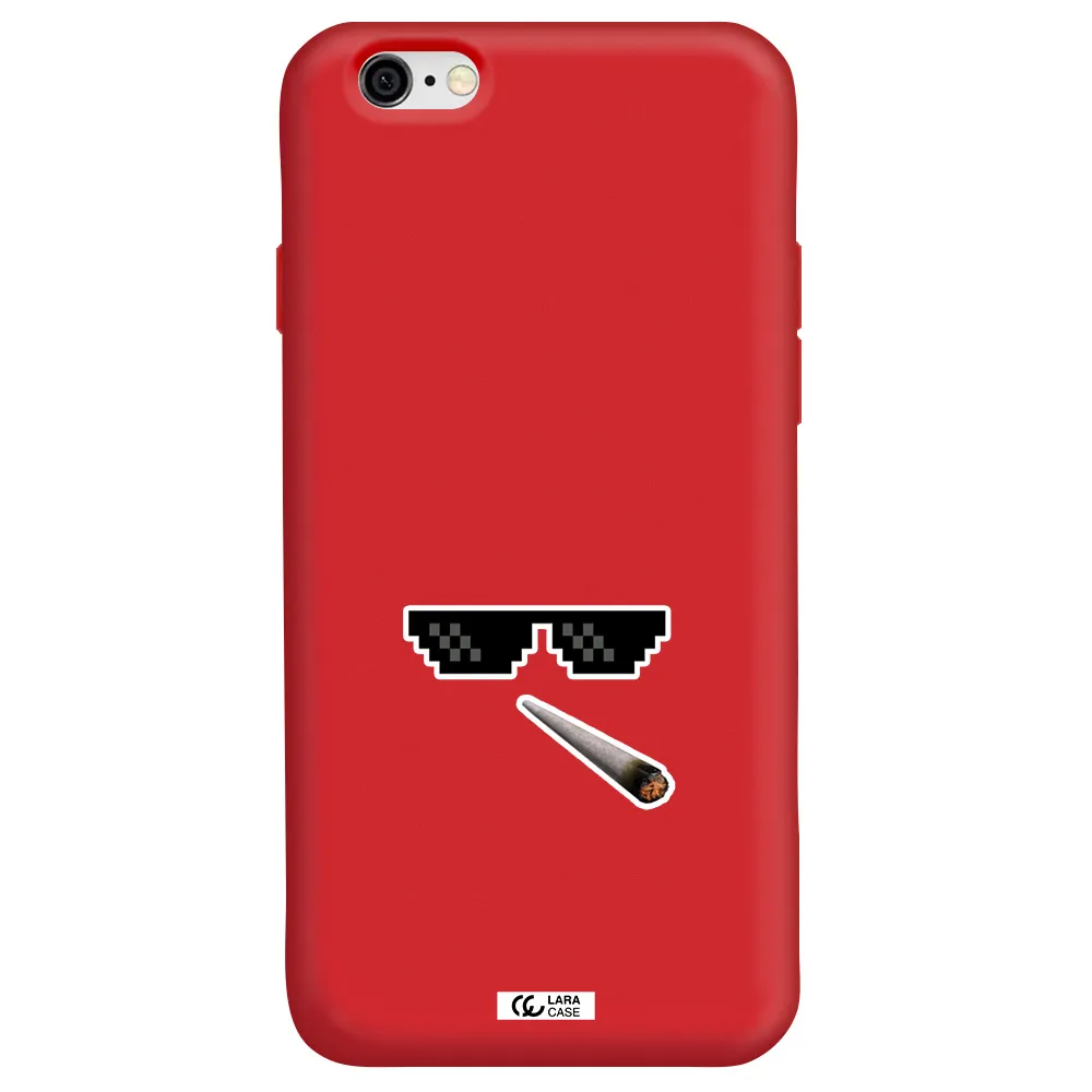 a cigarette and sunglasses Apple iPhone 6 Silicone Imperial Red Case