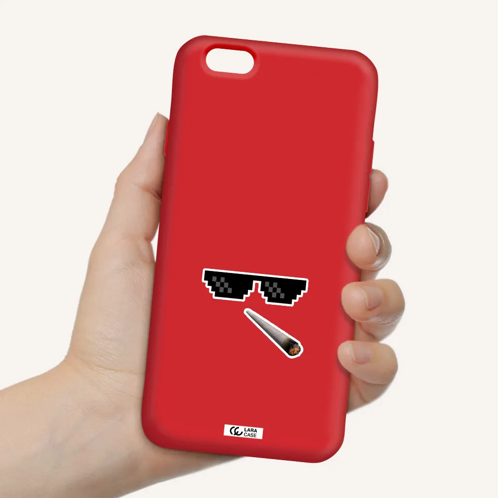 a cigarette and sunglasses Apple iPhone 6 Silicone Imperial Red Case