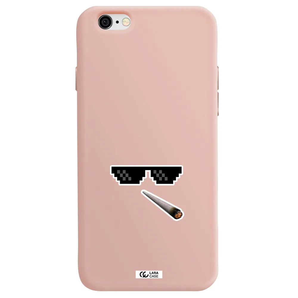 a cigarette and sunglasses Apple iPhone 6 Silicone pastel pink Case