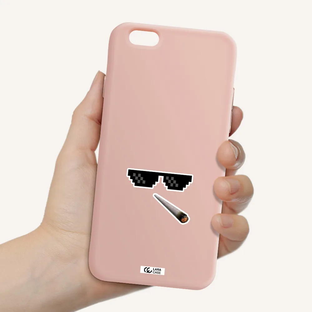 a cigarette and sunglasses Apple iPhone 6 Silicone pastel pink Case