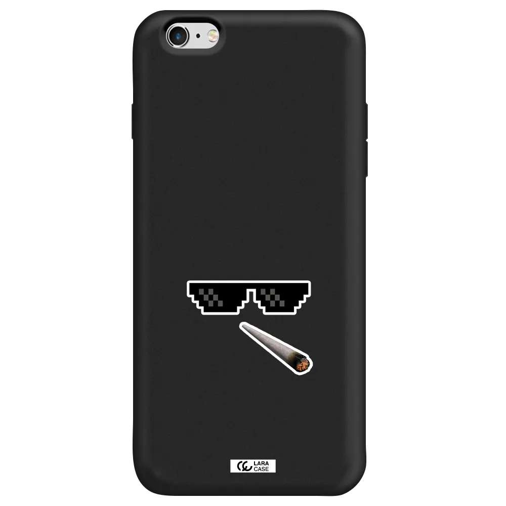 a cigarette and sunglasses Apple iPhone 6S Silicone black Case