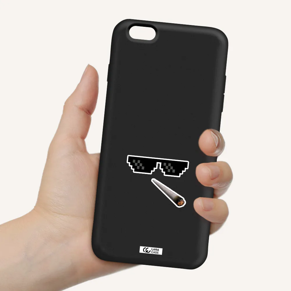 a cigarette and sunglasses Apple iPhone 6S Silicone black Case