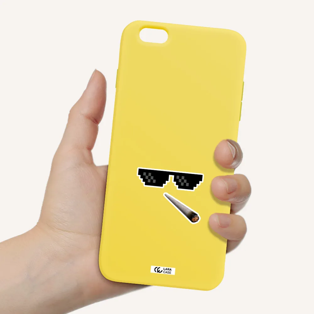 a cigarette and sunglasses Apple iPhone 6S Silicone canary yellow Case