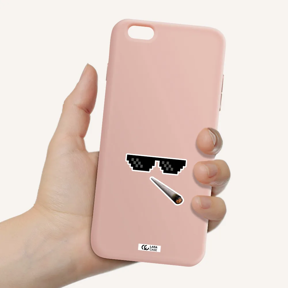 a cigarette and sunglasses Apple iPhone 6S Silicone pastel pink Case