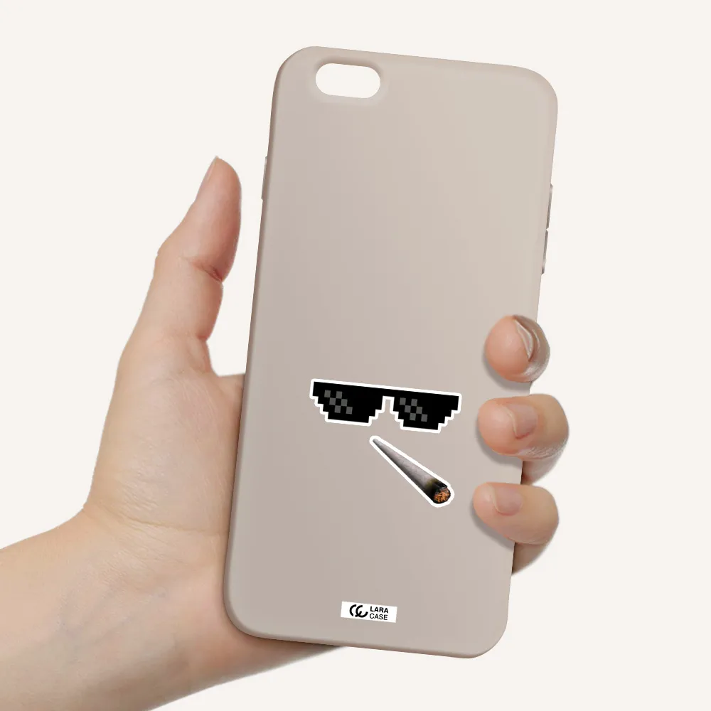 a cigarette and sunglasses Apple iPhone 6S Silicone Stone Case