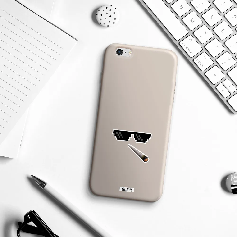 a cigarette and sunglasses Apple iPhone 6S Silicone Stone Case