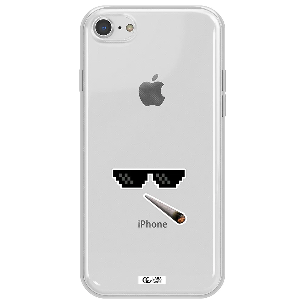 a cigarette and sunglasses Apple iPhone 7 Clear TPU Case