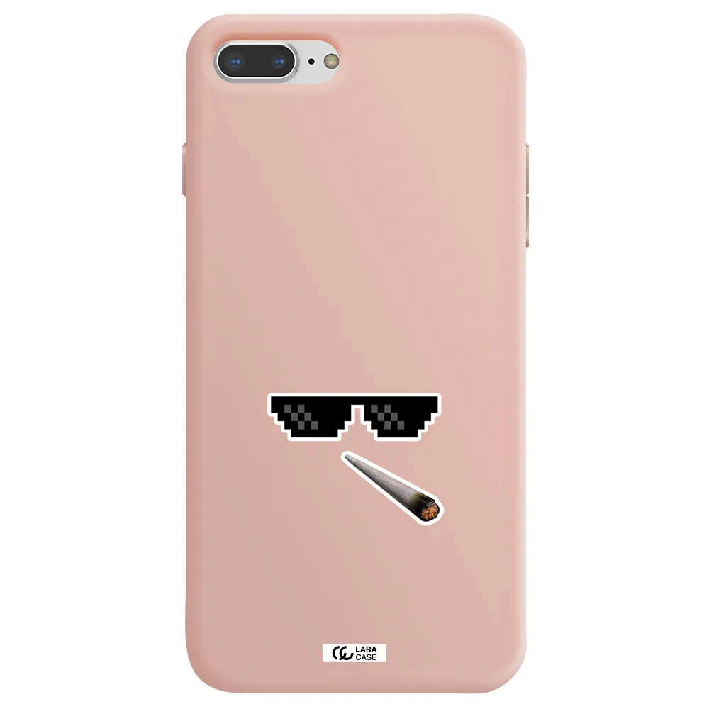 a cigarette and sunglasses Apple iPhone 7 plus Silicone pastel pink Case