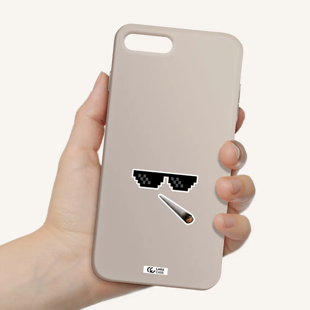 a cigarette and sunglasses Apple iPhone 7 plus Silicone Stone Case