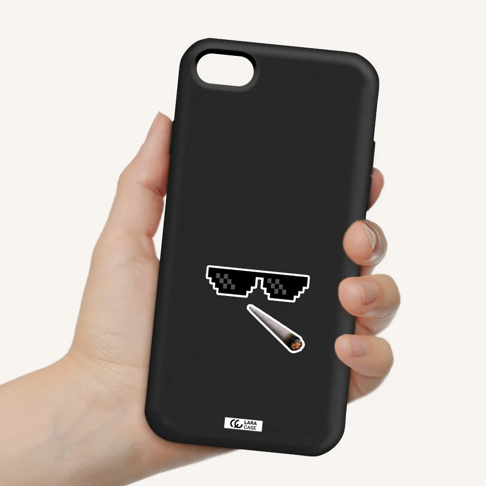 a cigarette and sunglasses Apple iPhone 7 Silicone black Case