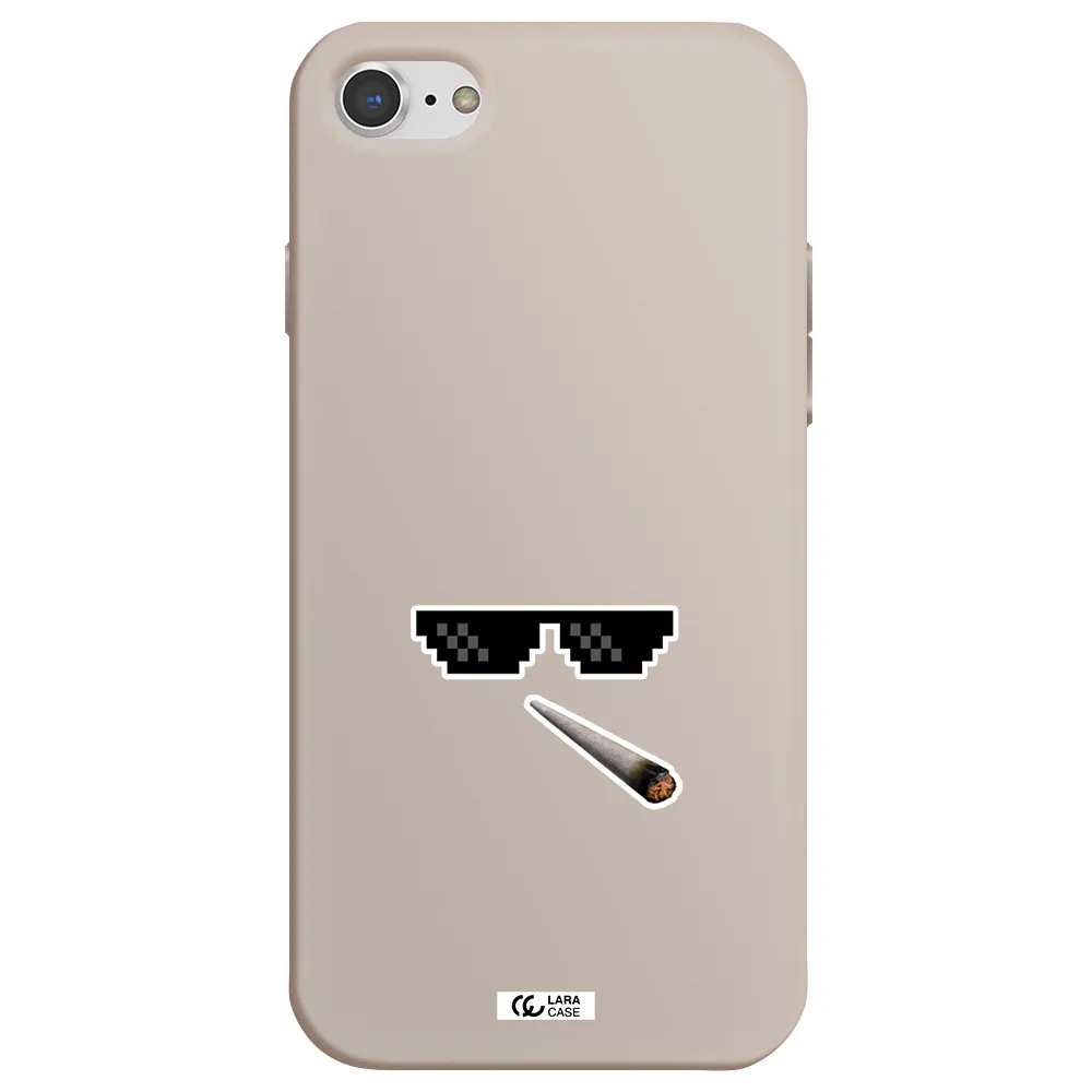 a cigarette and sunglasses Apple iPhone 7 Silicone Stone Case