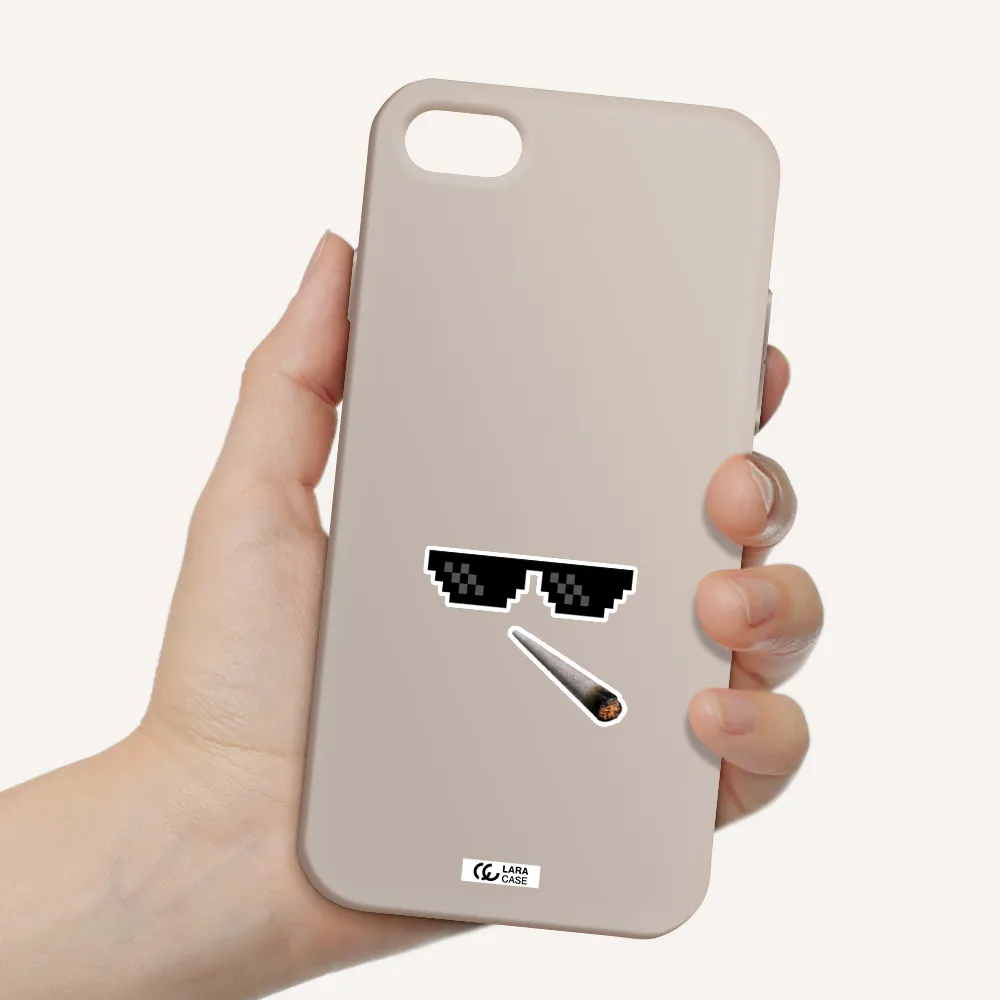 a cigarette and sunglasses Apple iPhone 7 Silicone Stone Case