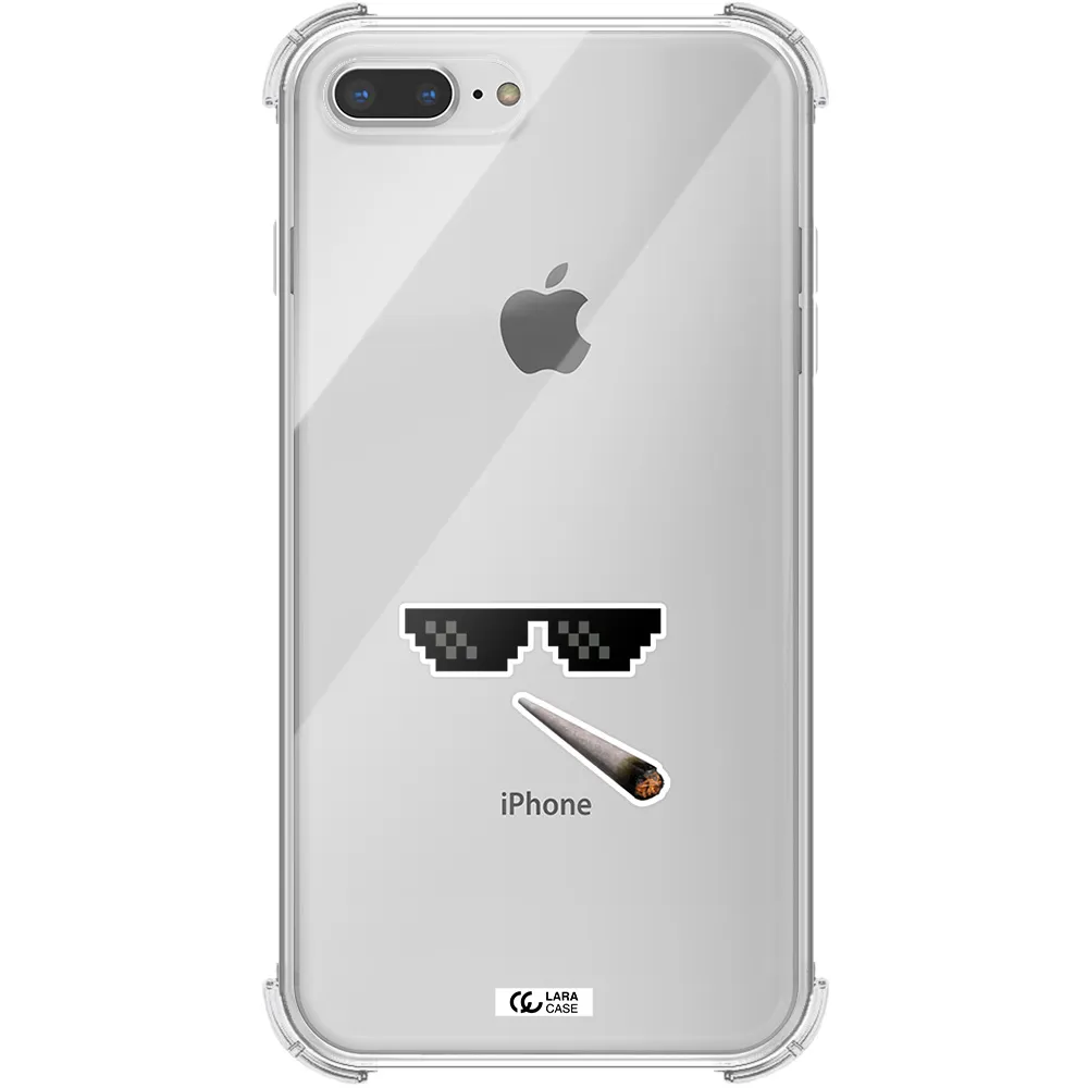 a cigarette and sunglasses Apple iPhone 8 plus Clear PC Case