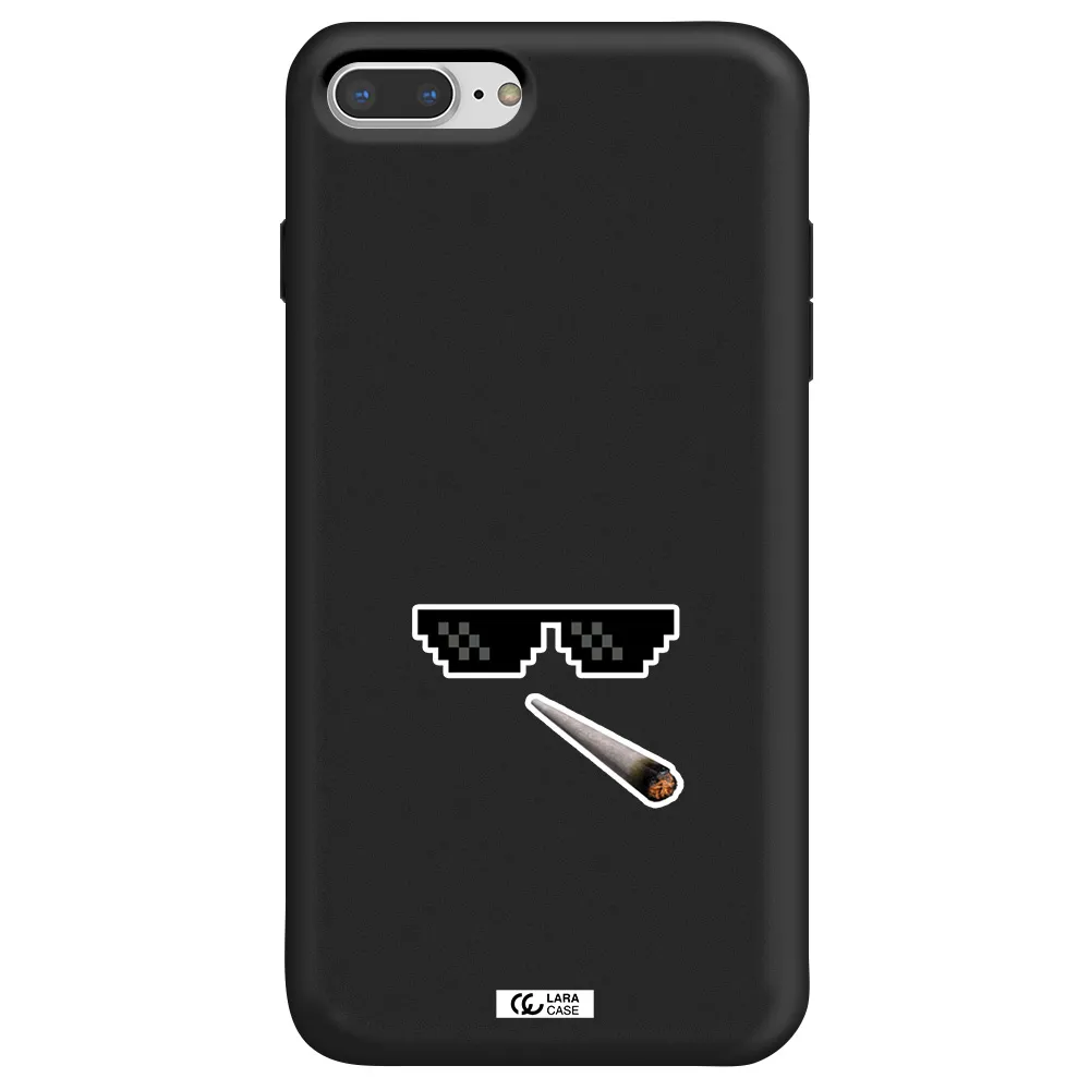 a cigarette and sunglasses Apple iPhone 8 plus Silicone black Case