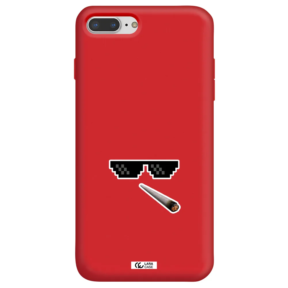 a cigarette and sunglasses Apple iPhone 8 plus Silicone Imperial Red Case