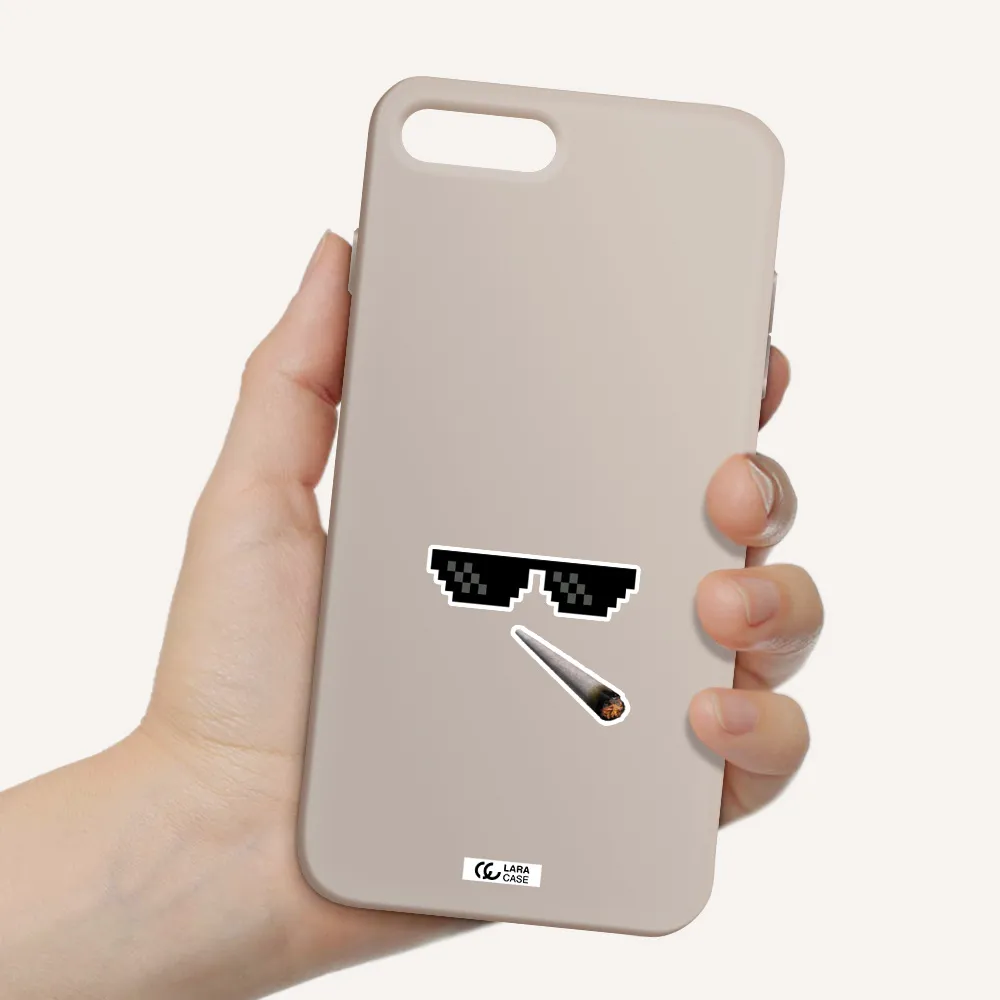 a cigarette and sunglasses Apple iPhone 8 plus Silicone Stone Case