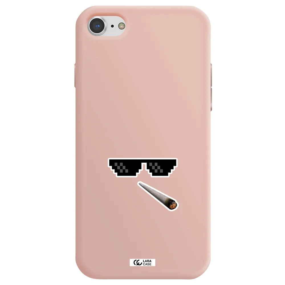 a cigarette and sunglasses Apple iPhone 8 Silicone pastel pink Case