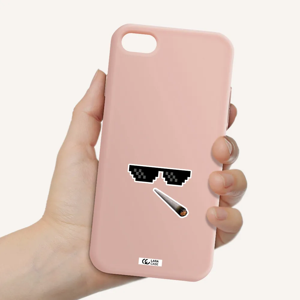 a cigarette and sunglasses Apple iPhone 8 Silicone pastel pink Case