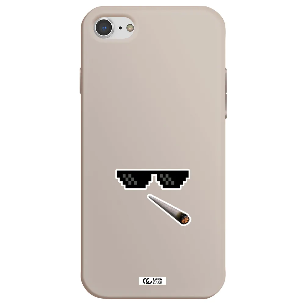 a cigarette and sunglasses Apple iPhone 8 Silicone Stone Case