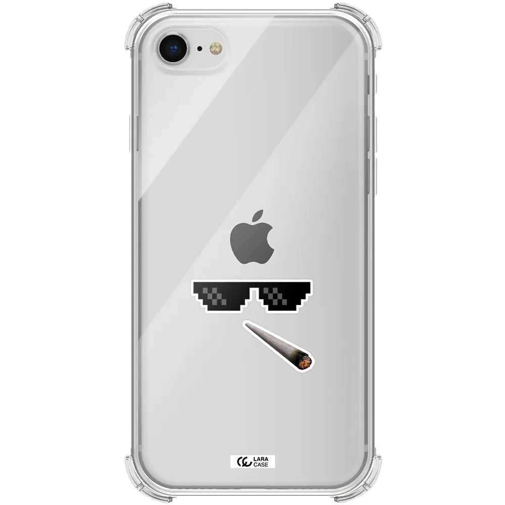 a cigarette and sunglasses Apple iPhone se 2020 Clear PC Case