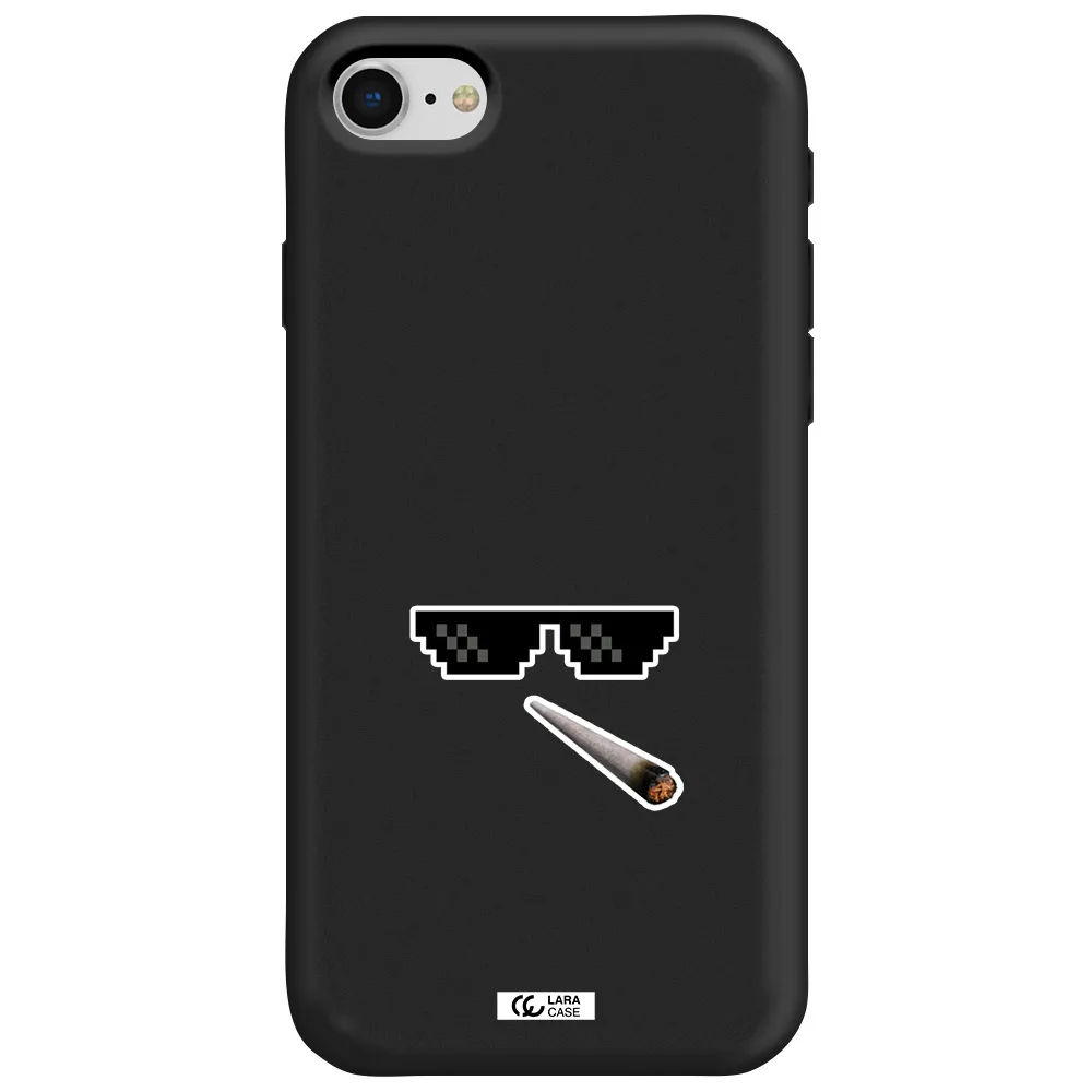 a cigarette and sunglasses Apple iPhone se 2020 Silicone black Case