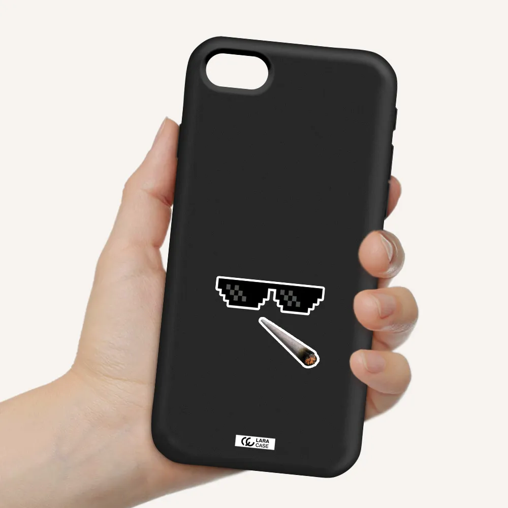 a cigarette and sunglasses Apple iPhone se 2020 Silicone black Case