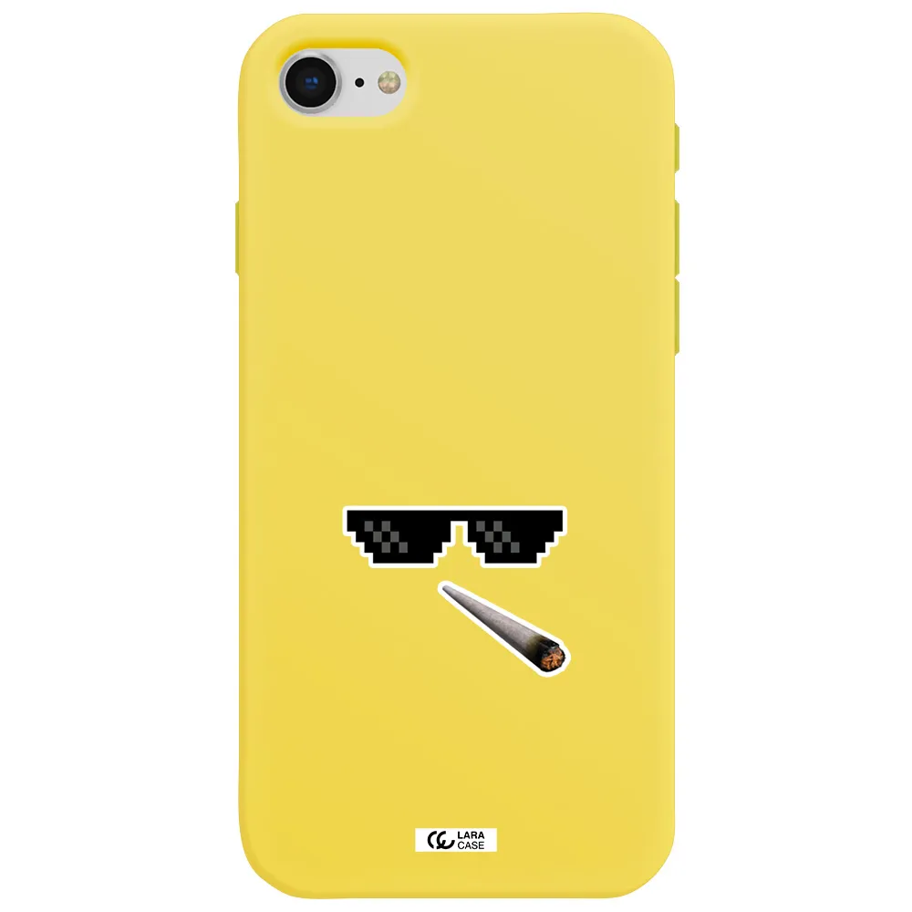 a cigarette and sunglasses Apple iPhone se 2020 Silicone canary yellow Case