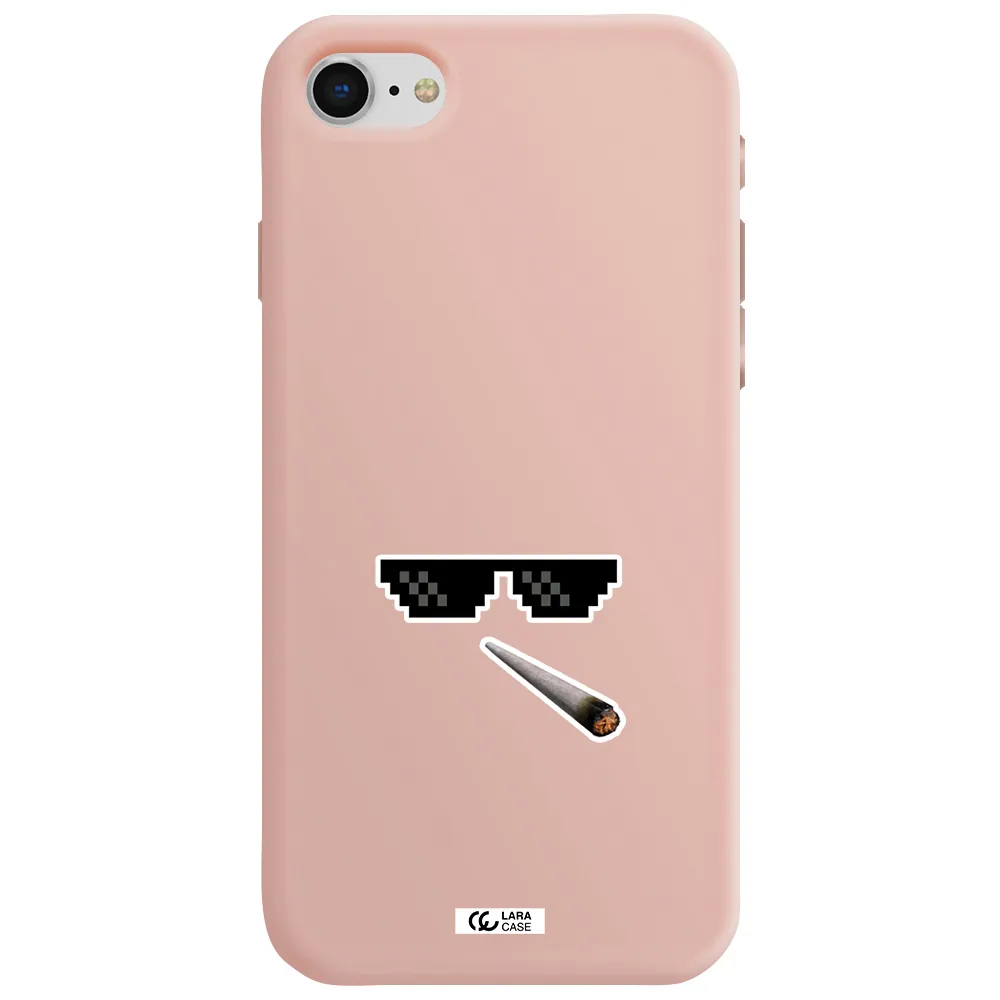 a cigarette and sunglasses Apple iPhone se 2020 Silicone pastel pink Case