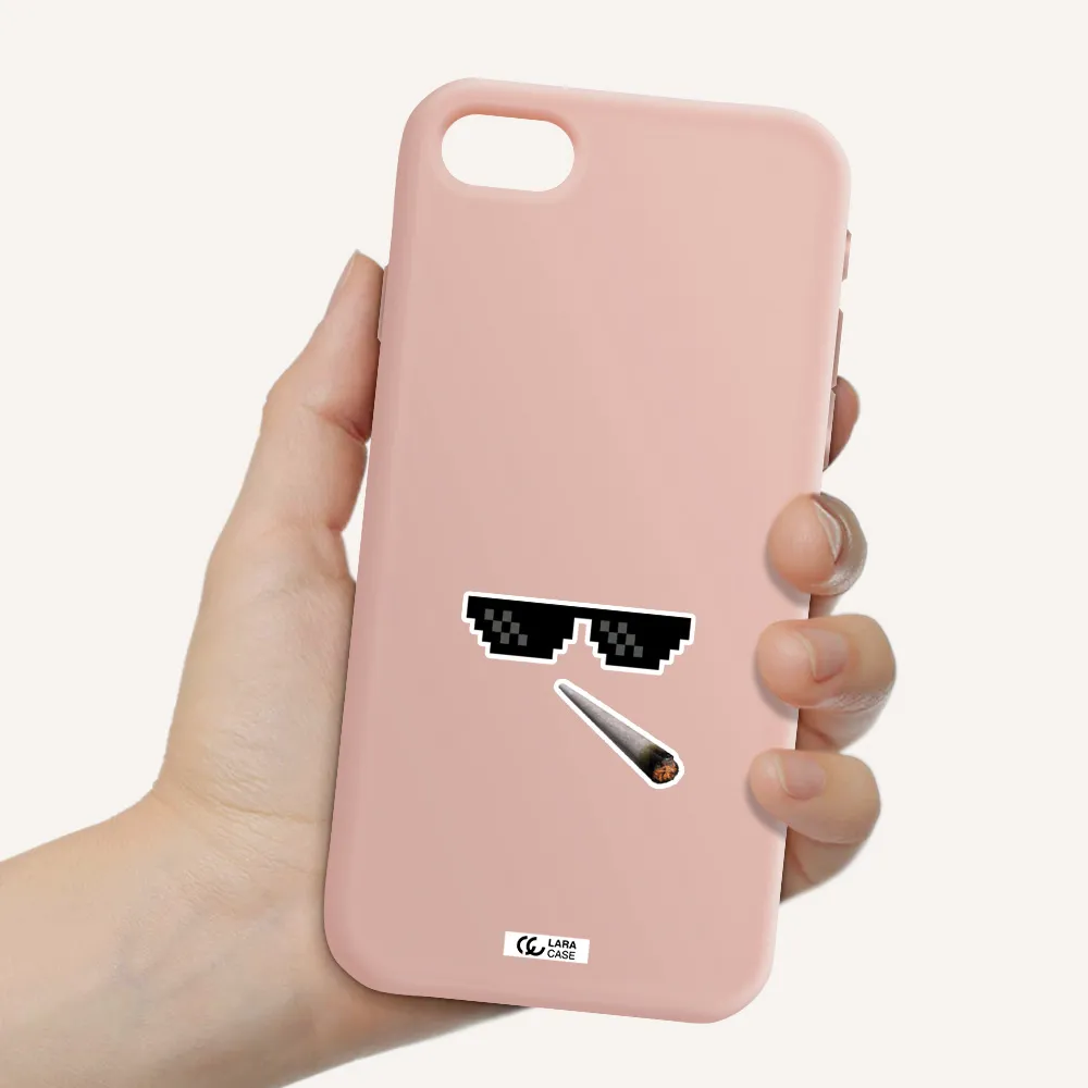 a cigarette and sunglasses Apple iPhone se 2020 Silicone pastel pink Case