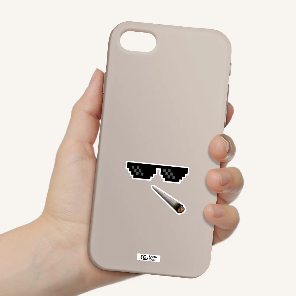 a cigarette and sunglasses Apple iPhone se 2020 Silicone Stone Case