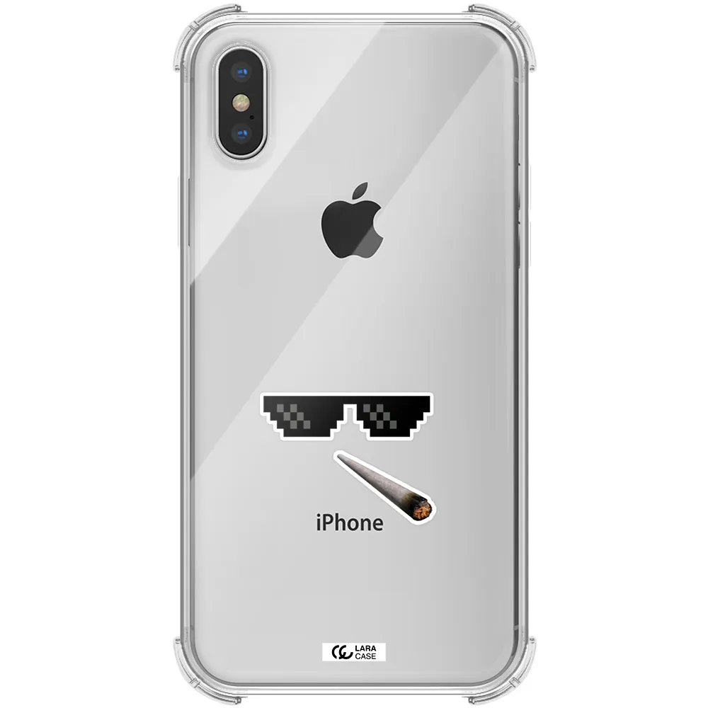 a cigarette and sunglasses Apple iPhone X Clear PC Case