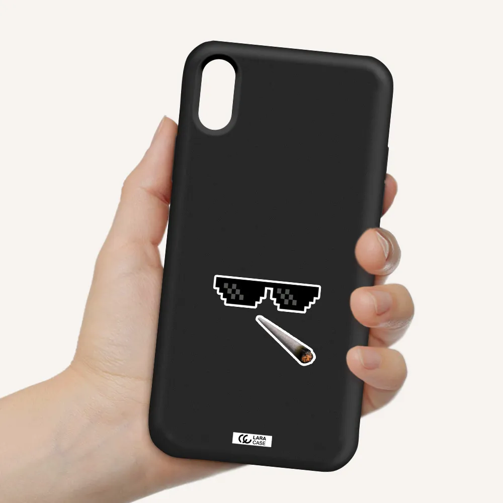 a cigarette and sunglasses Apple iPhone X Silicone black Case