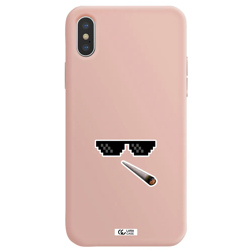 a cigarette and sunglasses Apple iPhone X Silicone pastel pink Case