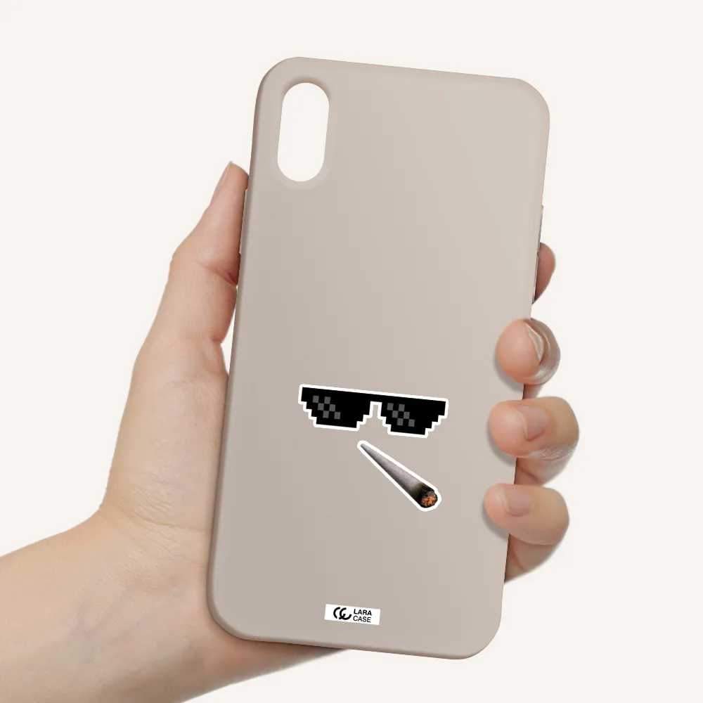a cigarette and sunglasses Apple iPhone X Silicone Stone Case