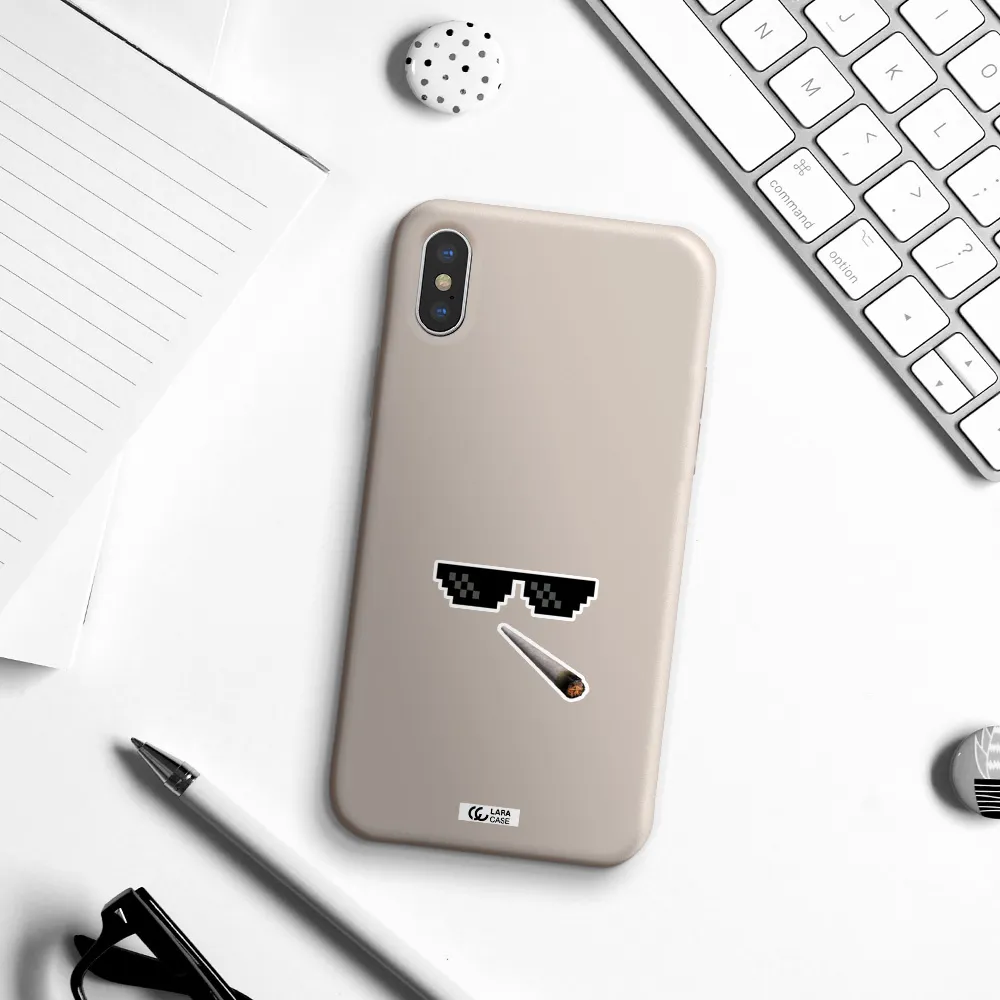 a cigarette and sunglasses Apple iPhone X Silicone Stone Case
