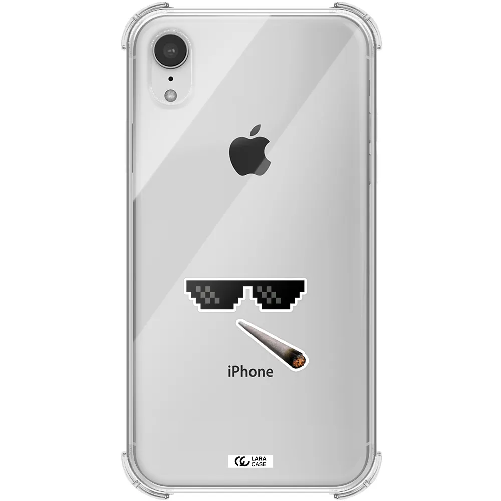 a cigarette and sunglasses Apple iPhone XR Clear PC Case