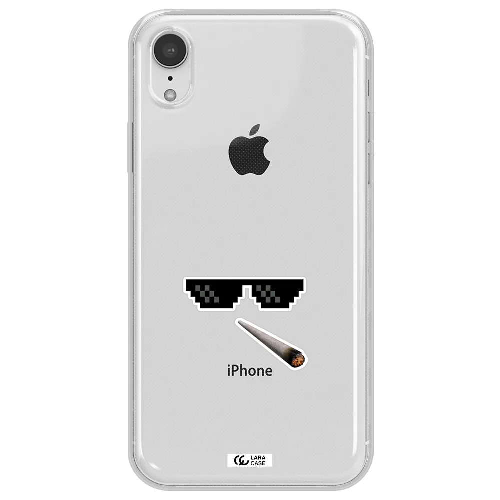 a cigarette and sunglasses Apple iPhone XR Clear TPU Case