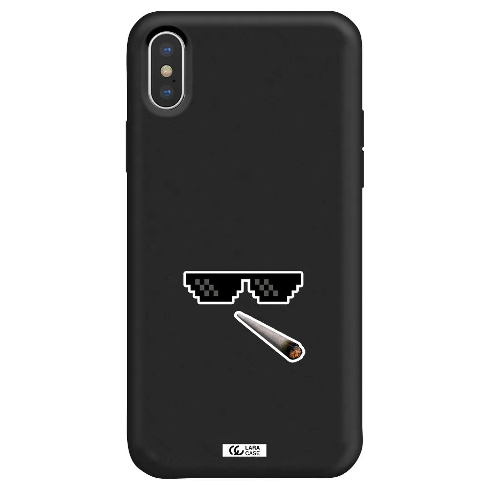 a cigarette and sunglasses Apple iPhone XS Silicone black Case