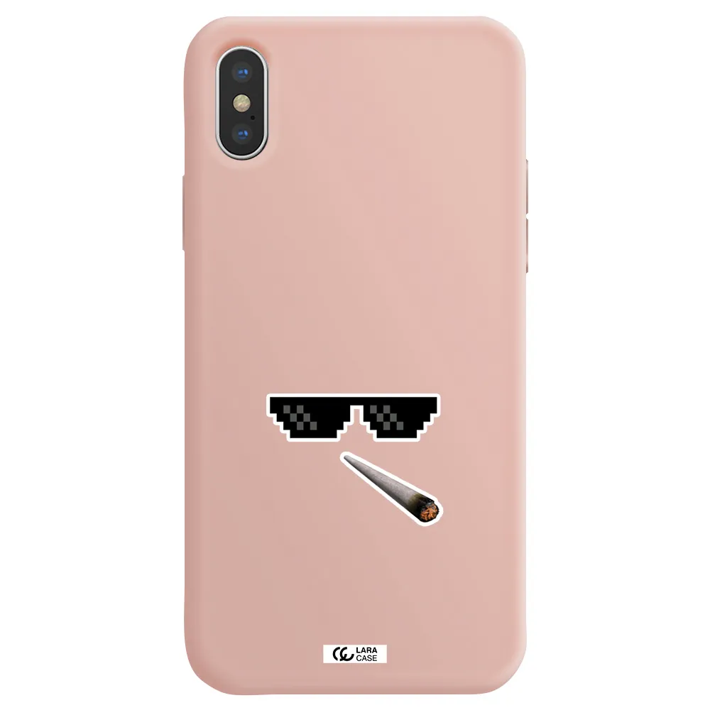 a cigarette and sunglasses Apple iPhone XS Silicone pastel pink Case